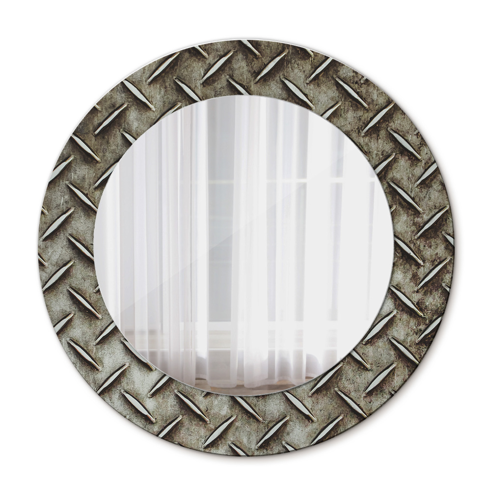 Oceľová textúra Okrúhle zrkadlo s motívom