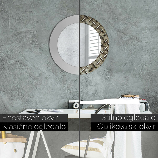 Oceľová textúra Okrúhle zrkadlo s motívom