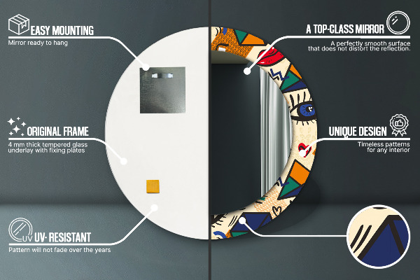 Štýl pop umenia Okrúhle zrkadlo s motívom