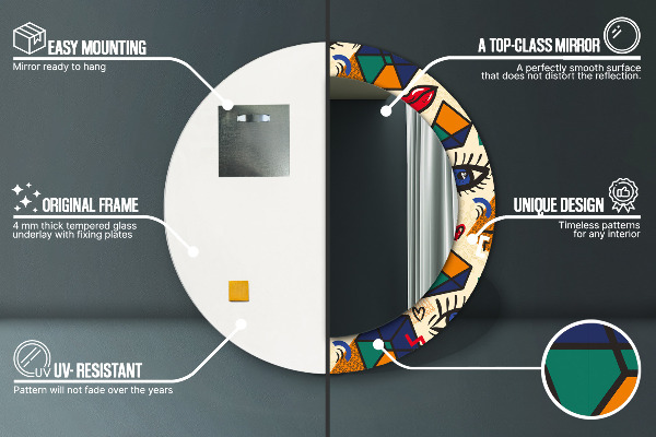 Štýl pop umenia Okrúhle zrkadlo s motívom