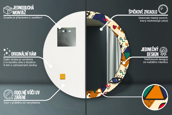 Štýl pop umenia Okrúhle zrkadlo s motívom