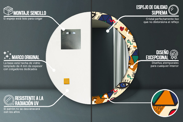 Štýl pop umenia Okrúhle zrkadlo s motívom