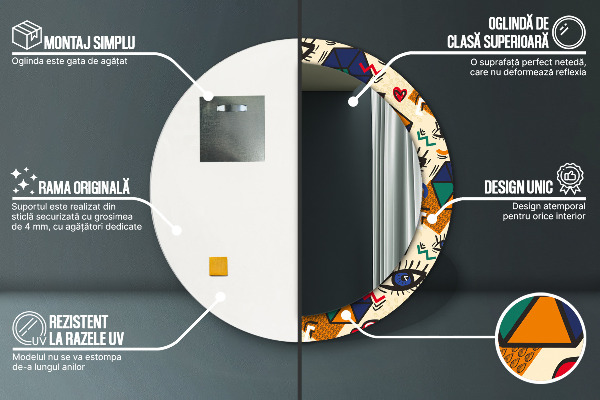 Štýl pop umenia Okrúhle zrkadlo s motívom