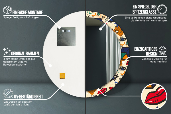 Štýl pop umenia Okrúhle zrkadlo s motívom