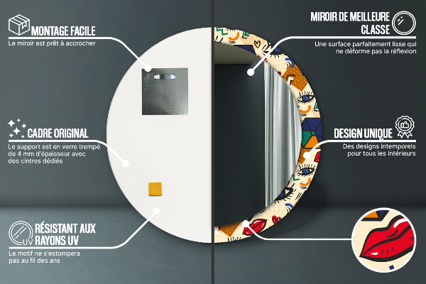 Štýl pop umenia Okrúhle zrkadlo s motívom