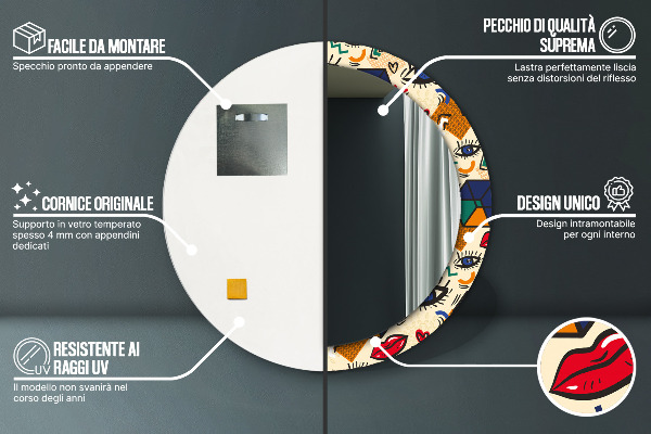 Štýl pop umenia Okrúhle zrkadlo s motívom