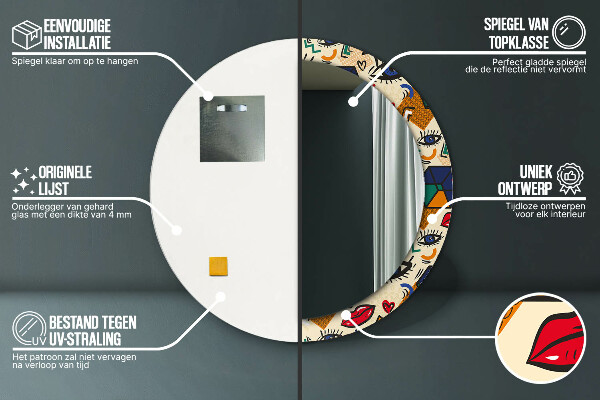 Štýl pop umenia Okrúhle zrkadlo s motívom