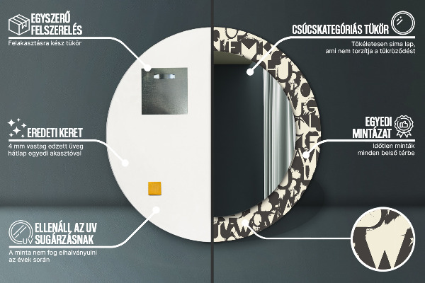 Abstraktná typografia Okrúhle dekoračné zrkadlo