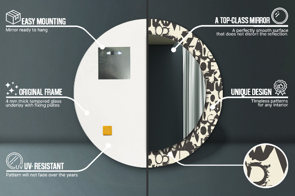 Abstraktná typografia Okrúhle dekoračné zrkadlo