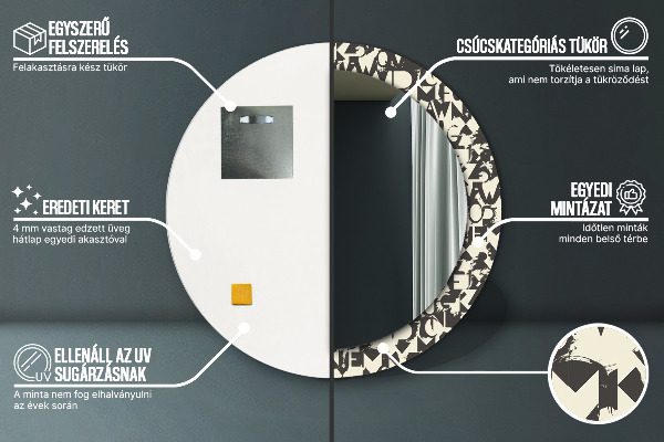 Abstraktná typografia Okrúhle dekoračné zrkadlo