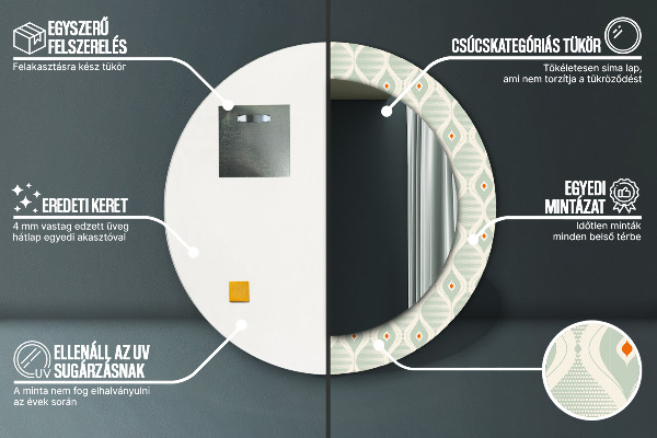 Vintage vzor Okrúhle dekoračné zrkadlo