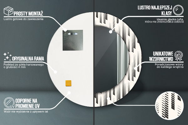 Pruhovaný vzor Okrúhle dekoračné zrkadlo na stenu