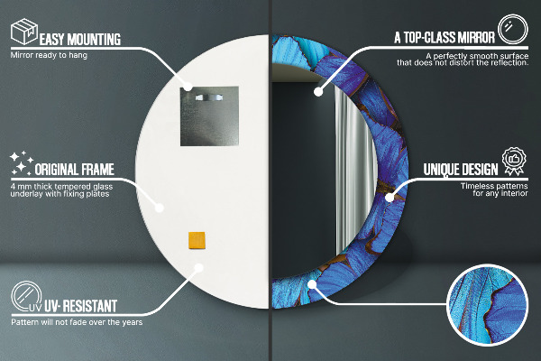 Modrý a zelený motýľ Okrúhle dekoračné zrkadlo na stenu