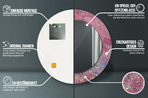 Festival farieb Okrúhle dekoračné zrkadlo na stenu