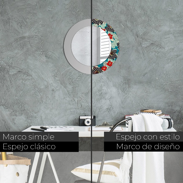 Retro kvety vzor Okrúhle zrkadlo s motívom