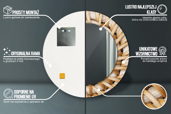 Prírodný cop Okrúhle zrkadlo s motívom