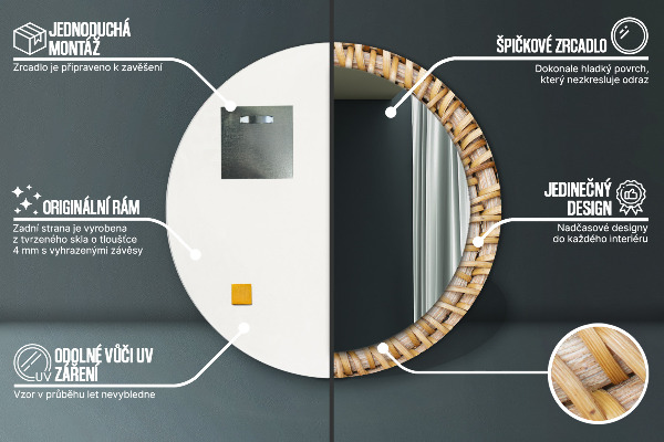 Prírodný cop Okrúhle zrkadlo s motívom