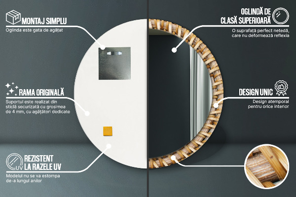 Prírodný cop Okrúhle zrkadlo s motívom