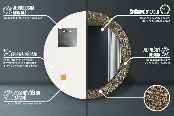 Zlaté ozdoby Okrúhle zrkadlo s motívom