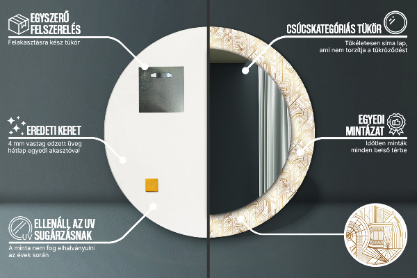 Zloženie Art Deco Okrúhle dekoračné zrkadlo na stenu