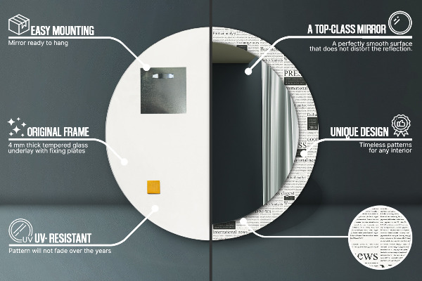 Vzor z novín Okrúhle dekoračné zrkadlo na stenu