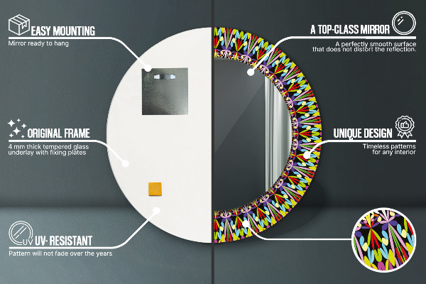 Psychedelic mandala vzor Okrúhle dekoračné zrkadlo na stenu