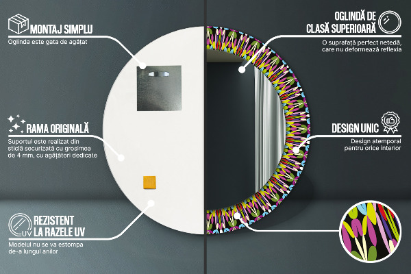 Psychedelic mandala vzor Okrúhle dekoračné zrkadlo na stenu