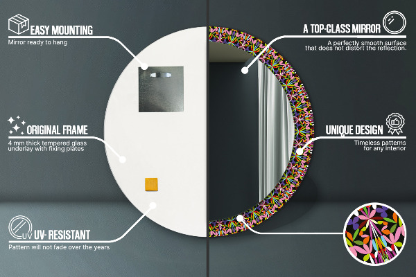 Psychedelic mandala vzor Okrúhle dekoračné zrkadlo na stenu