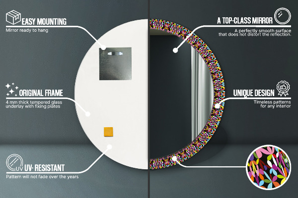 Psychedelic mandala vzor Okrúhle dekoračné zrkadlo na stenu