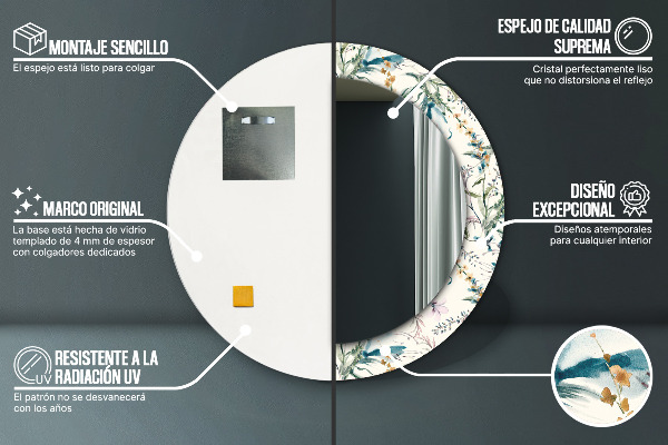 Kvety Okrúhle dekoračné zrkadlo