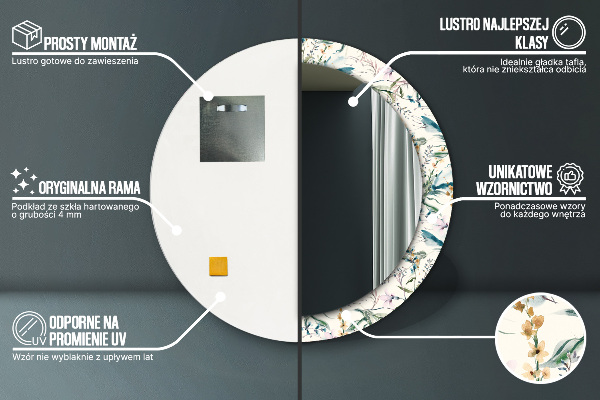 Kvety Okrúhle dekoračné zrkadlo