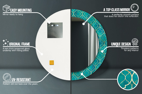 Zelené a zlaté zloženie Okrúhle dekoračné zrkadlo