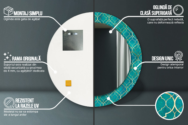 Zelené a zlaté zloženie Okrúhle dekoračné zrkadlo