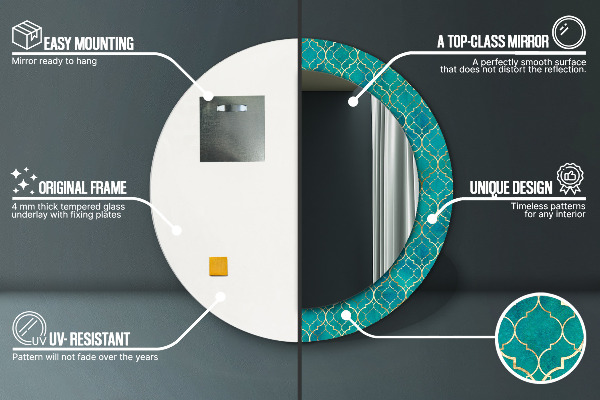 Zelené a zlaté zloženie Okrúhle dekoračné zrkadlo