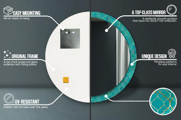 Zelené a zlaté zloženie Okrúhle dekoračné zrkadlo