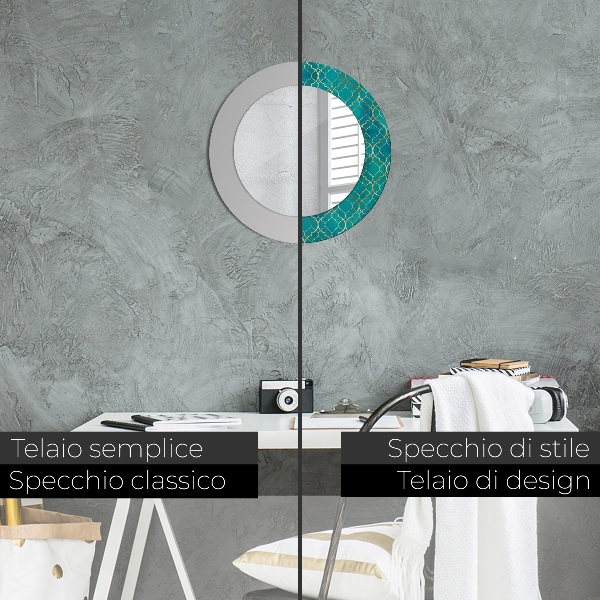 Zelené a zlaté zloženie Okrúhle dekoračné zrkadlo