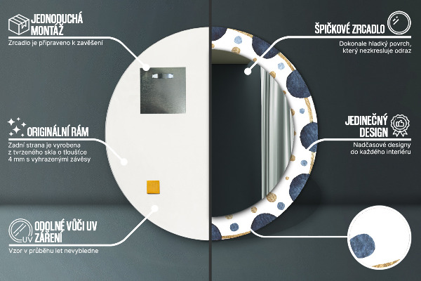 Mesiac Mandala Okrúhle dekoračné zrkadlo