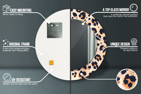 Divoký vzor Okrúhle dekoračné zrkadlo na stenu