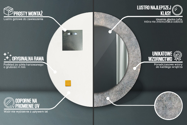 Betón Okrúhle dekoračné zrkadlo na stenu