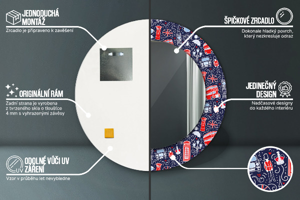 Londýnsky symbol Okrúhle dekoračné zrkadlo na stenu