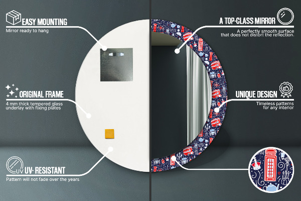 Londýnsky symbol Okrúhle dekoračné zrkadlo na stenu