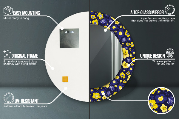 Sladké malé kvety Okrúhle dekoračné zrkadlo