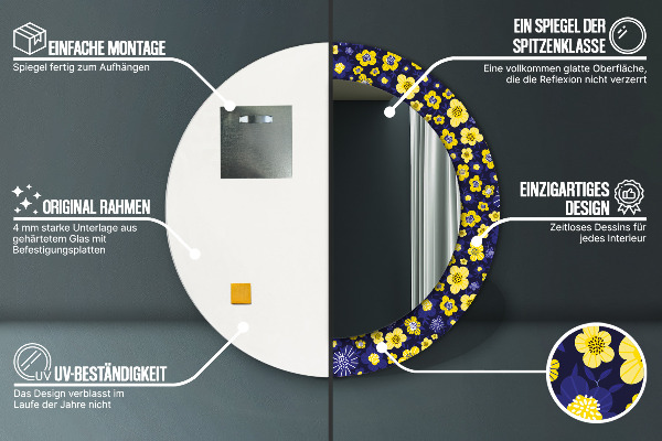 Sladké malé kvety Okrúhle dekoračné zrkadlo