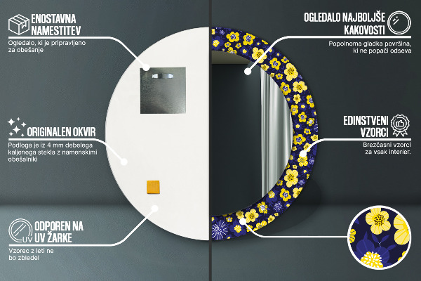 Sladké malé kvety Okrúhle dekoračné zrkadlo