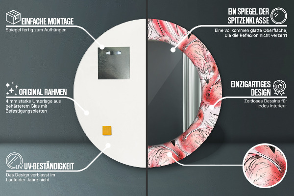 Horiaci vzor Okrúhle dekoračné zrkadlo