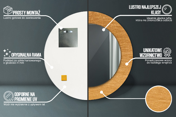 Kovový povrch Okrúhle dekoračné zrkadlo