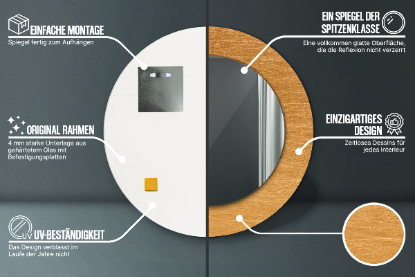 Kovový povrch Okrúhle dekoračné zrkadlo