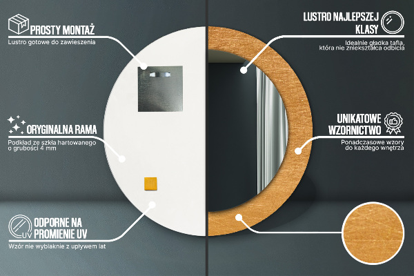 Kovový povrch Okrúhle dekoračné zrkadlo