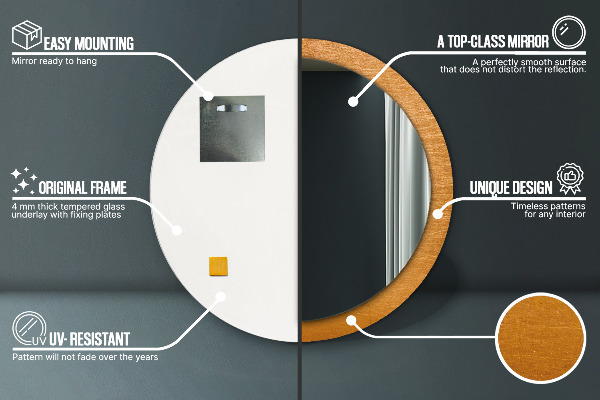 Kovový povrch Okrúhle dekoračné zrkadlo