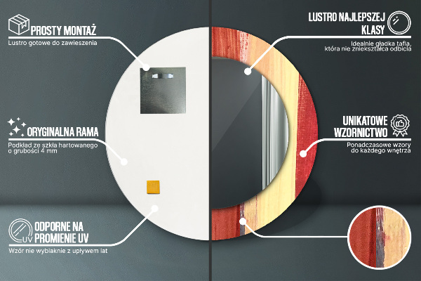 Abstraktný obrázok Okrúhle dekoračné zrkadlo na stenu